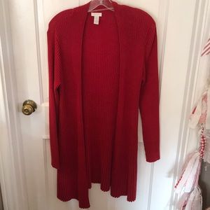 Red cardigan